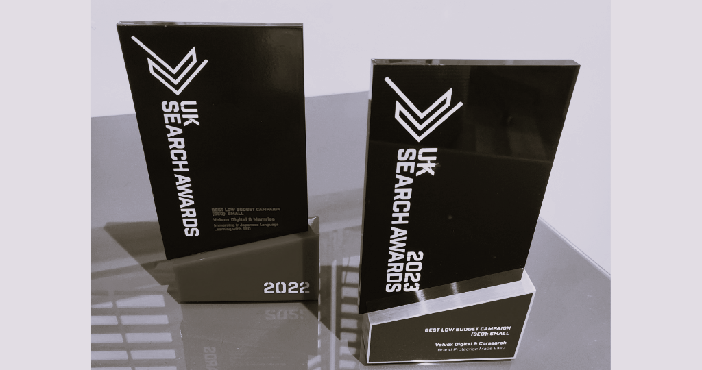 Volvox Digital - SEO Winner - UK Search Awards 2022 & 2023